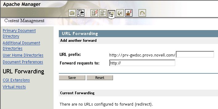 URL Forwarding page