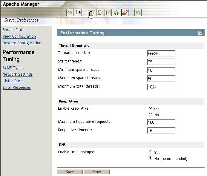 Performance Tuning page