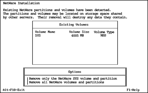 Existing volume screen