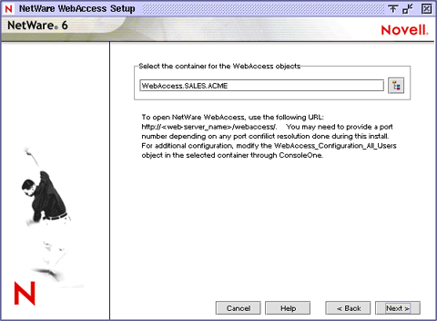 NetWare WebAccess Setup screen