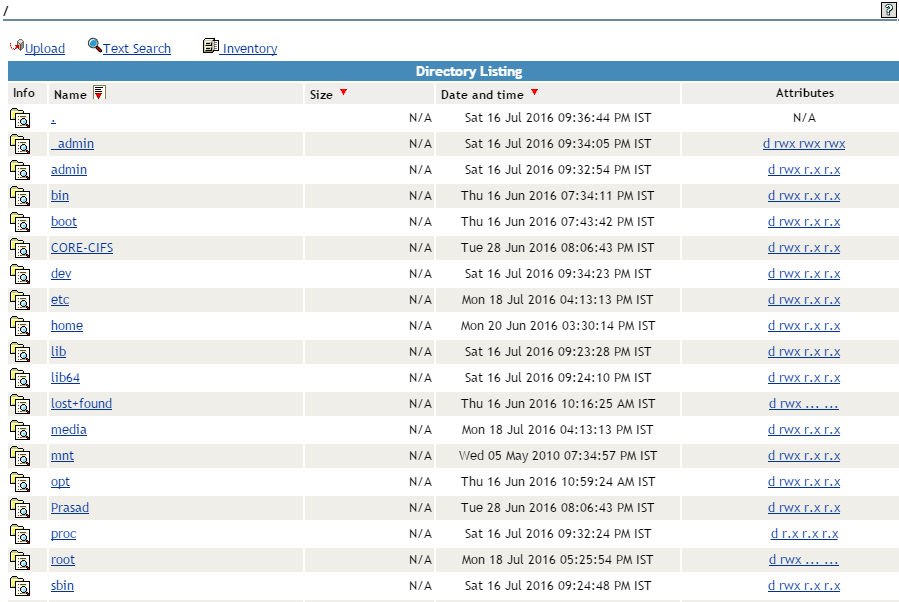 Root Directory Listing