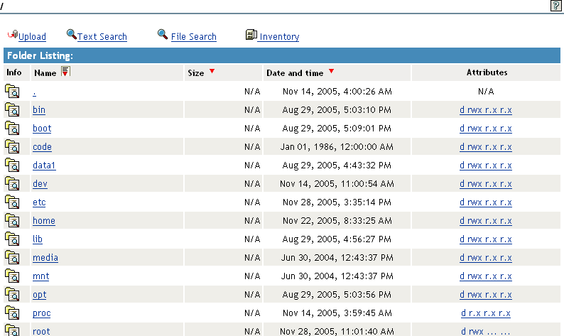 Root Directory Listing