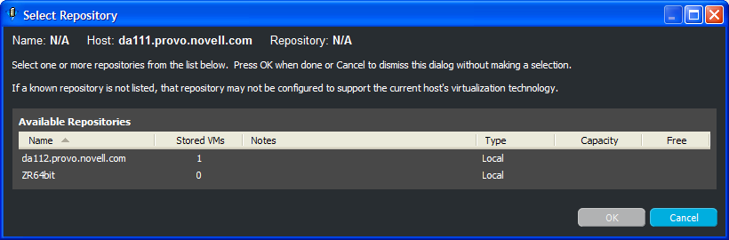 Select Repository Dialog Box