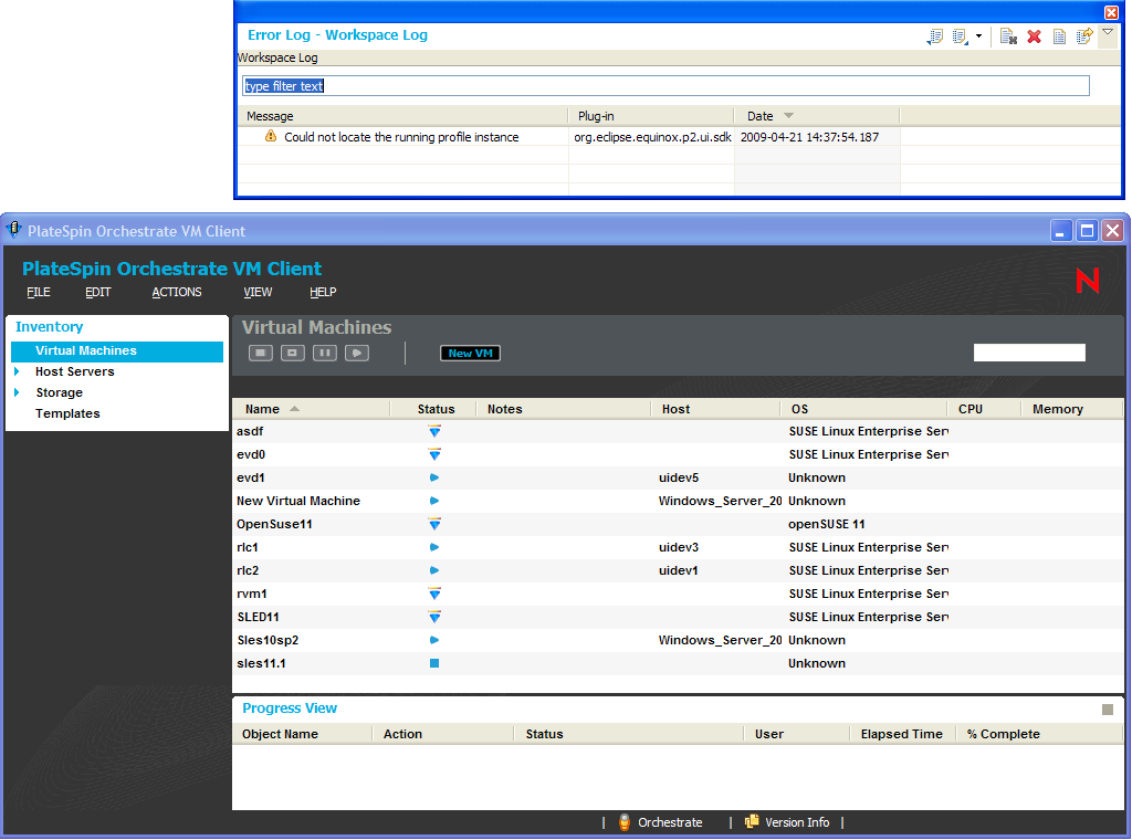 Error Log Section Detached from VM Client Window