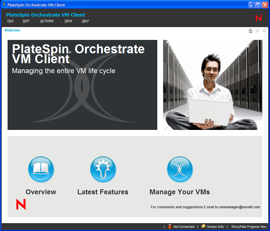 The VM Client’s Welcome Page