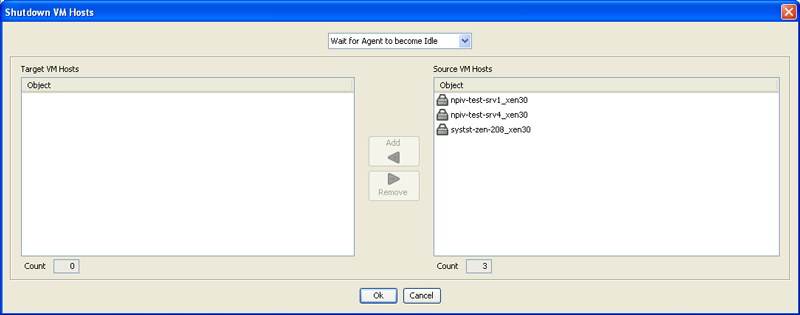 Shut Down VM Hosts dialog box