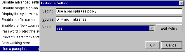 The Edit Policy button on the Editing a Setting dialog box