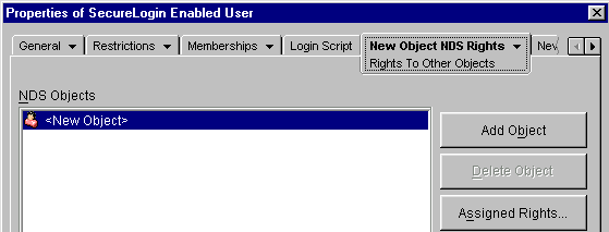 The New Object NDS Rights tab
