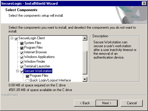 The Select Components dialog box