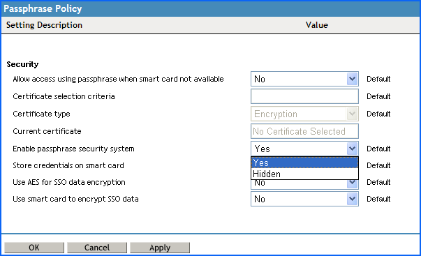 Securities Properties Table