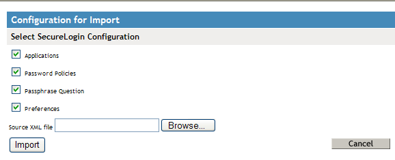 Importing a configuration