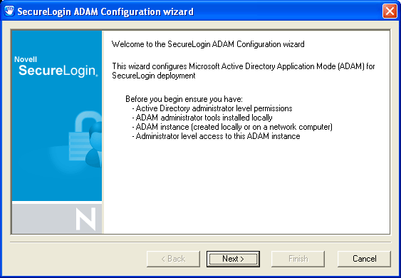 SecureLogin ADAM Configuration Wizard