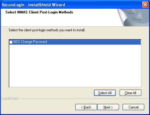 Select NMAS Client Post-Login Methods dialog box