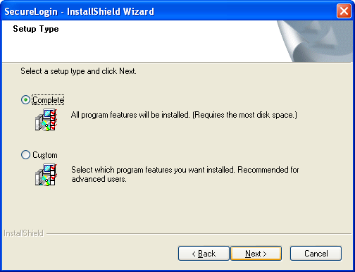 Setup Type dialog box