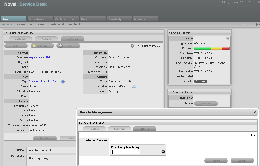 Assigning a bundle to a device