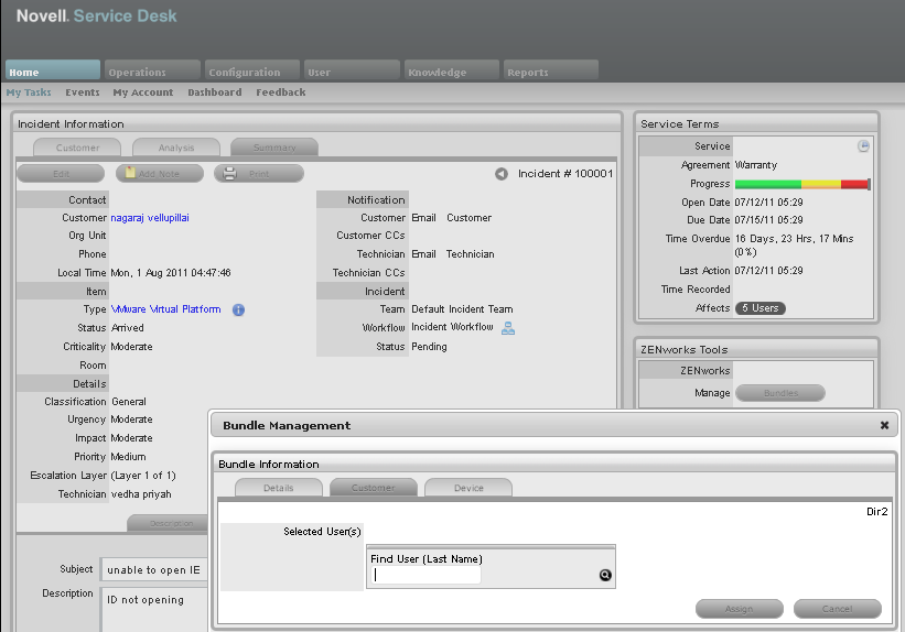 Assigning a bundle to a customer