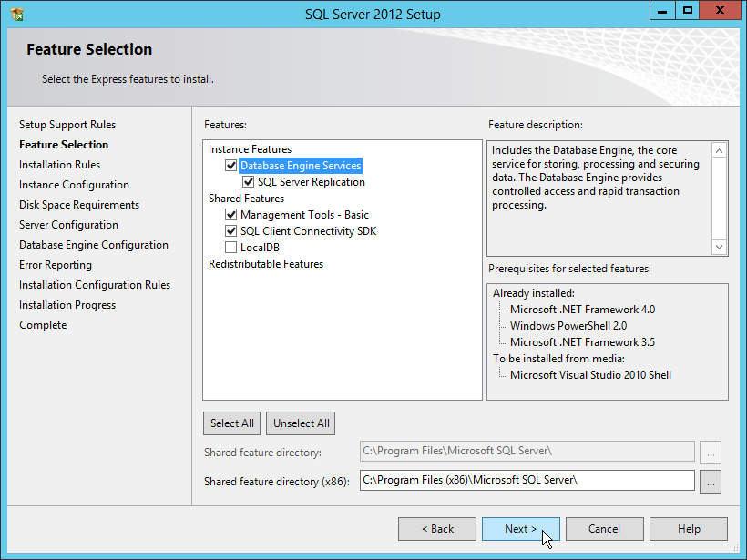 sql server 2012 express edition database size