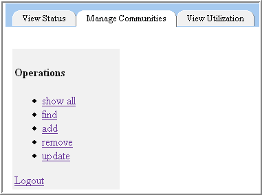 Manage Communities tab