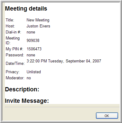 Meeting information window