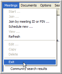 Meetings menu exit