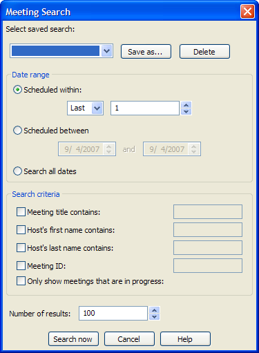 Meeting search window