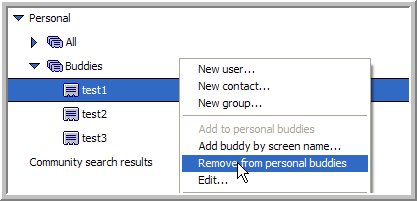 Remove from personal buddies menu item