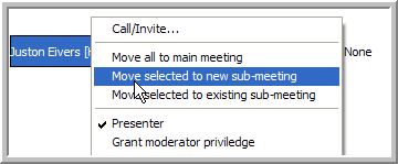 Meeting right-click menu