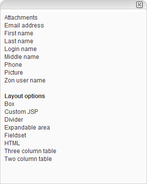 Elements dialog