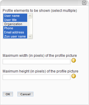 Business card elements dialog