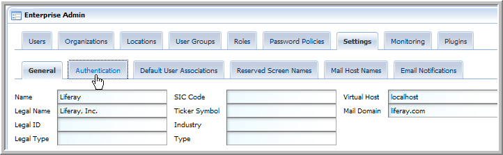 Enterprise admin settings