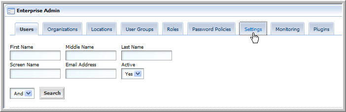 Enterprise admin portlet