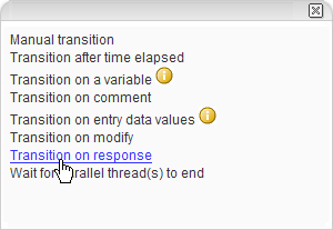 Transition add options dialog