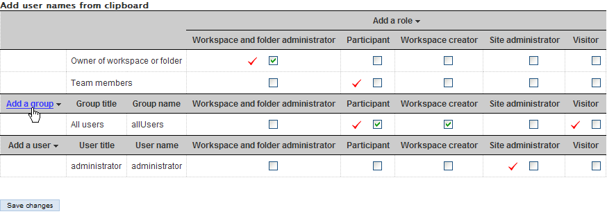 Configure Access Control page