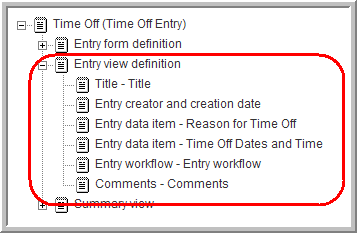 Entry view elements