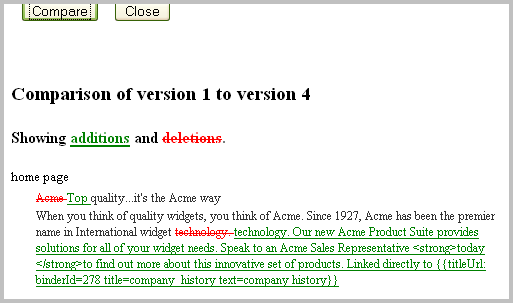 Comparing Two Different Versions of a Wiki Entry