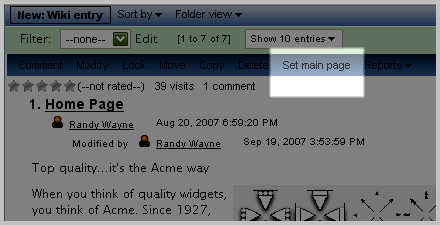 Setting the Main Page of a Wiki Folder