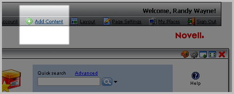 The Add Content Link in the Liferay Portal