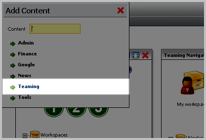 The Liferay Portal’s Add Content Menu