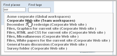 Using Type to Find to View a Folder or Workspace