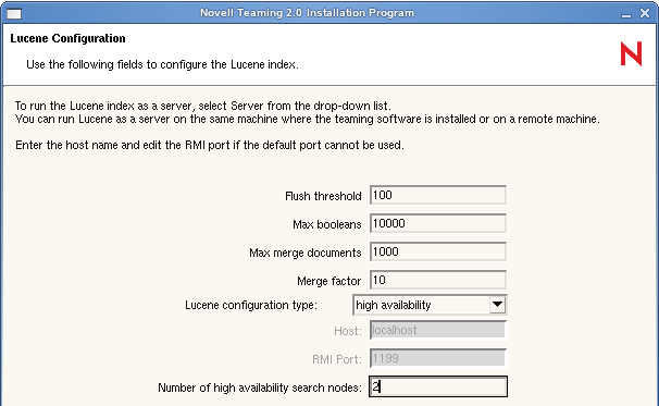 Lucene Configuration page