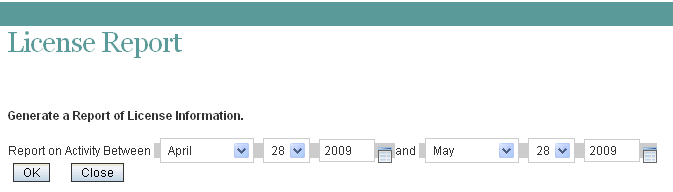 License Report page