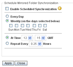 Schedule Mirrored Folder Synchronization page