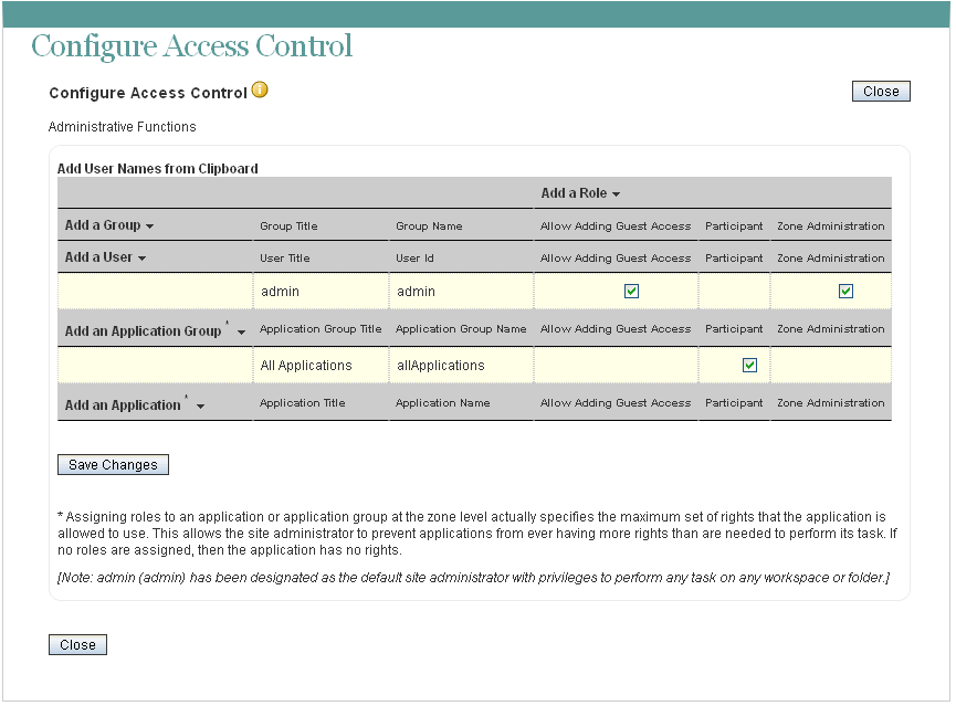 Configure Access Control for a zone