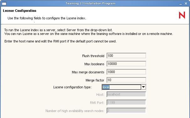 Lucene Configuration page