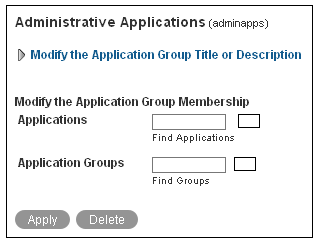 Application Group Properties page