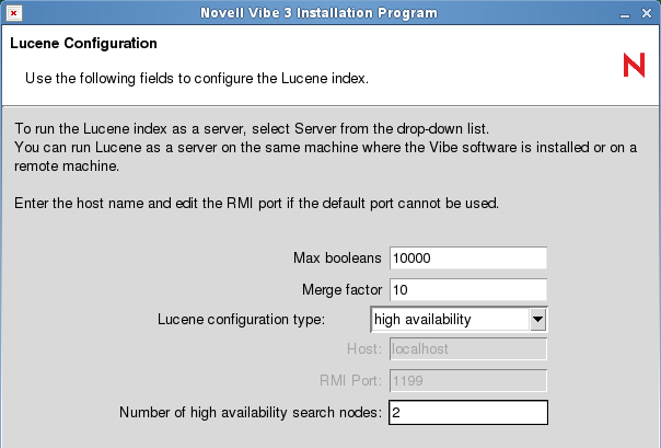 Lucene Configuration page