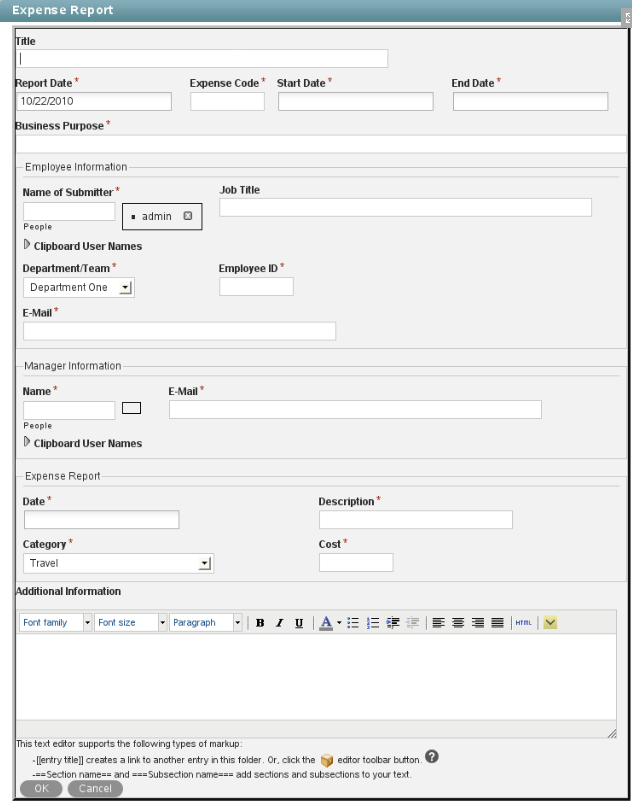 Expense Report Form