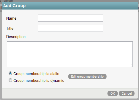 Manage Groups page