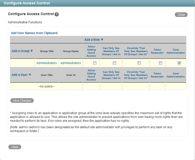 Configure Access Control for a zone