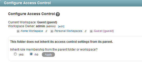 Configure Access Control page